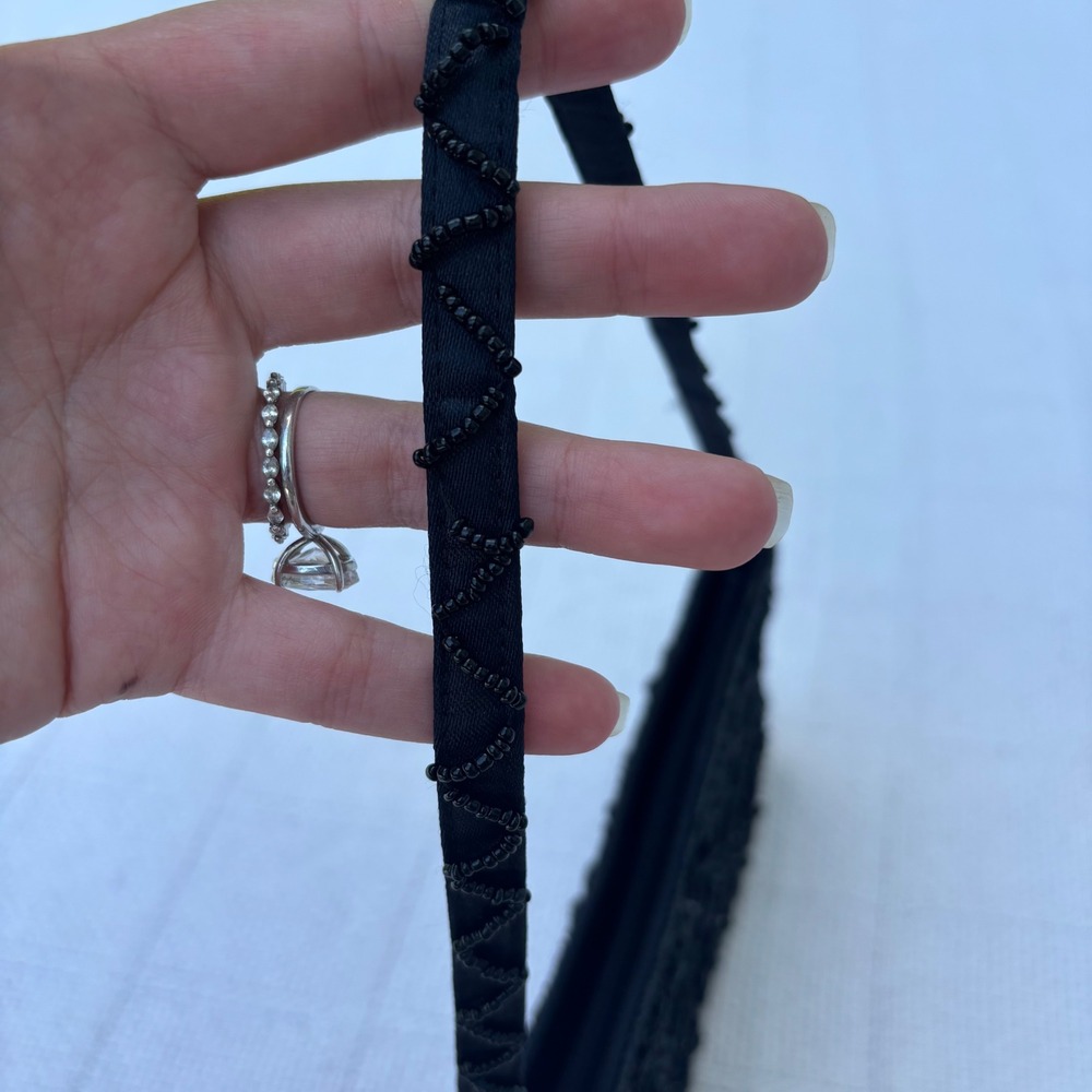 90's Y2K Black Beaded Sequin Embellished Mini Small Going Out Shoulder Bag - Picture 4 of 7